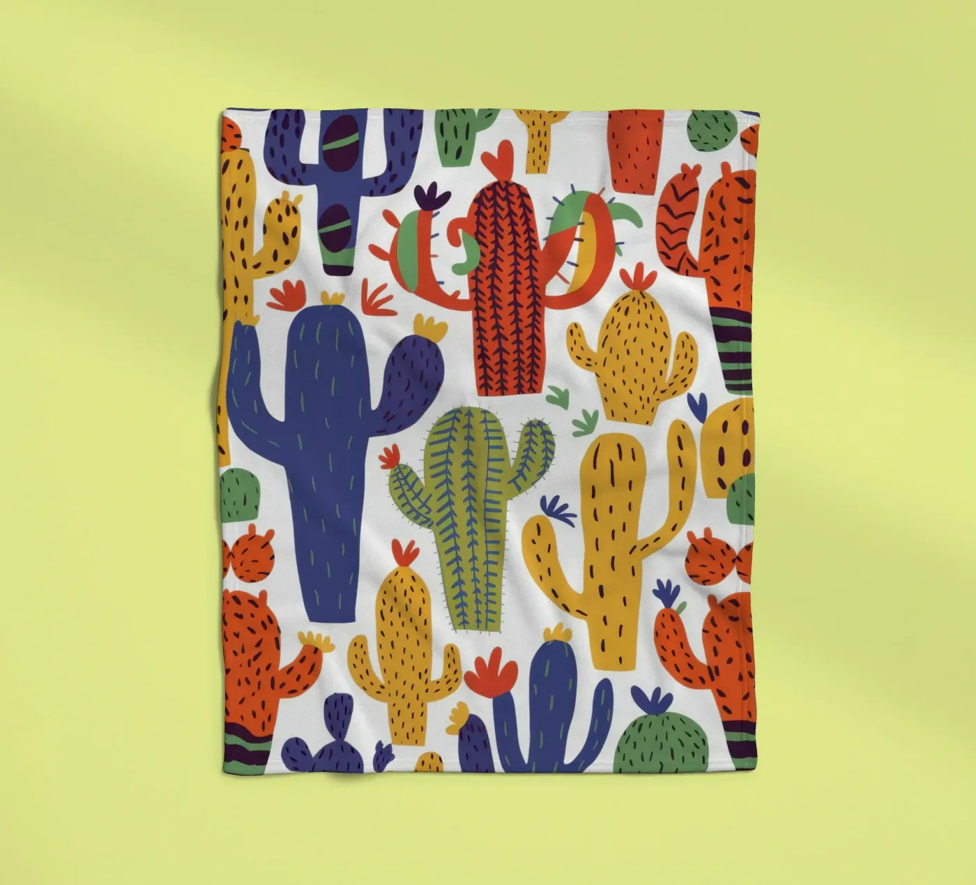 Playful Cactus Pattern fleece blanket by Obs Canvas