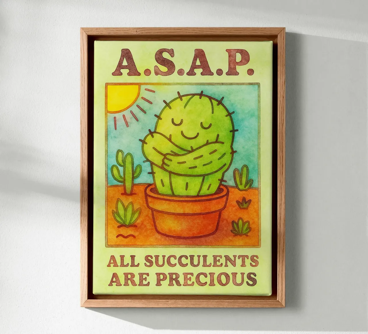 ASAP cactus kunst tekening canvas met Baklijst van pasadenan