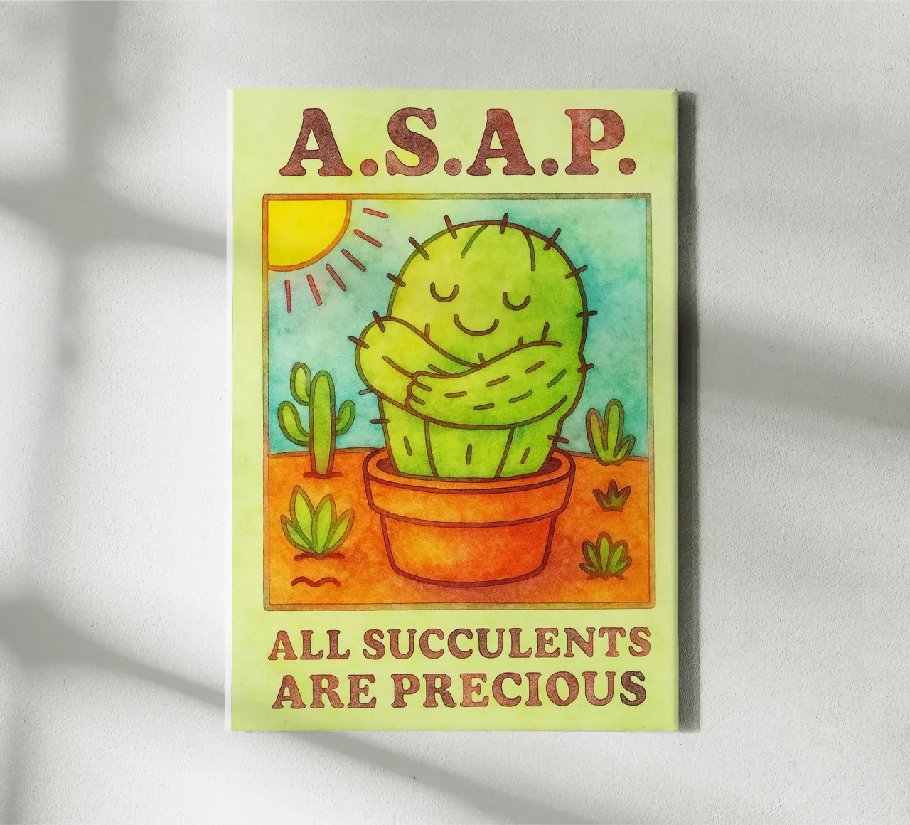 ASAP cactus kunst tekening canvas met Baklijst van pasadenan
