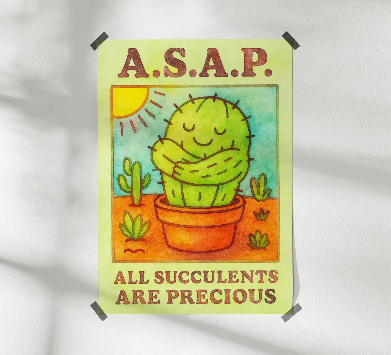 Disegno artistico di cactus ASAP poster da pasadenan
