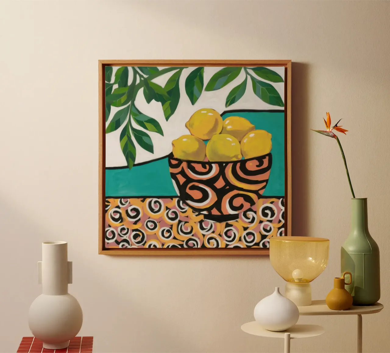 Zitronenschale Stille Leinwand mit Schattenfugenrahmen von Obs Canvas