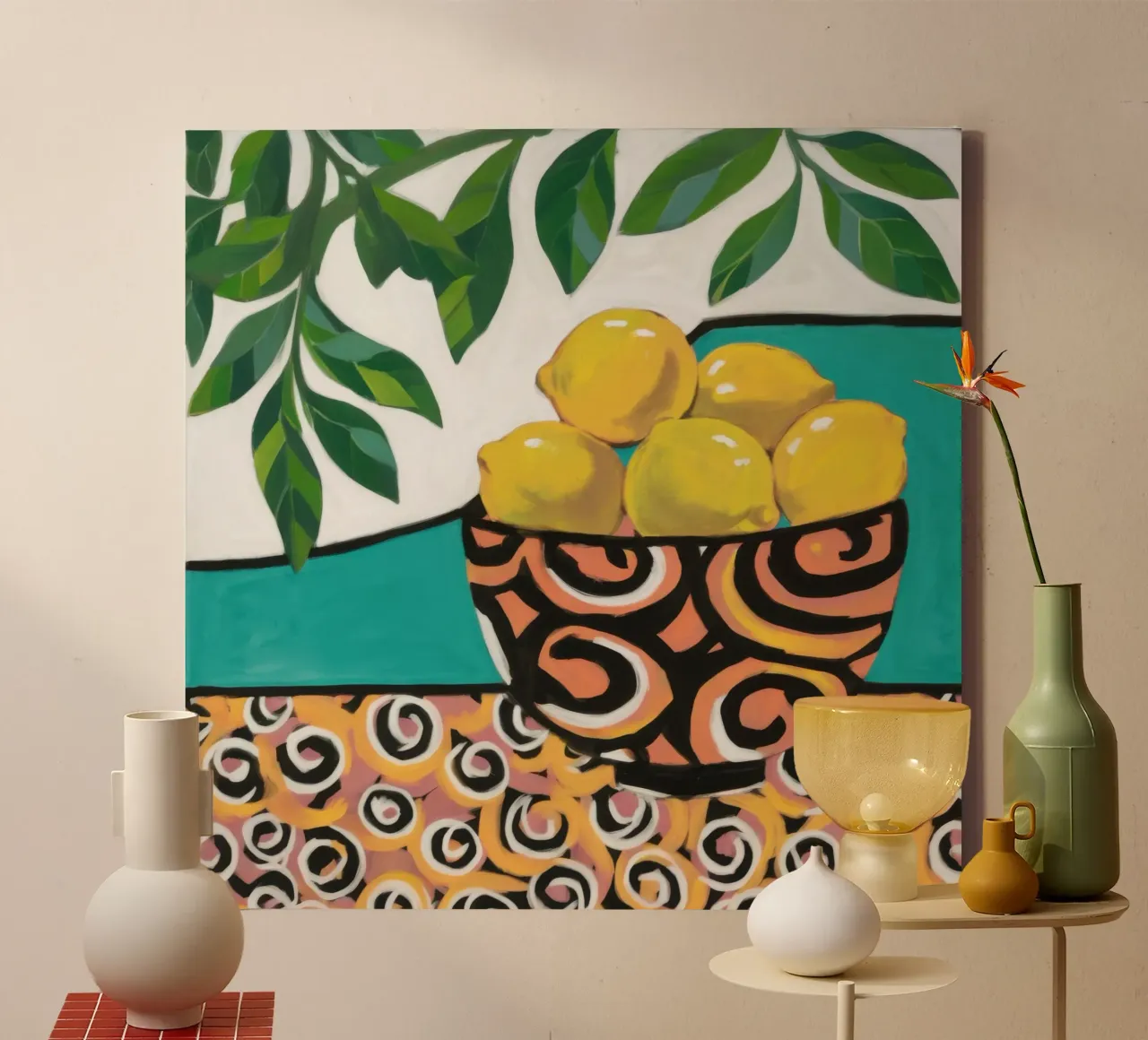 Zitronenschale Stille Leinwand mit Schattenfugenrahmen von Obs Canvas