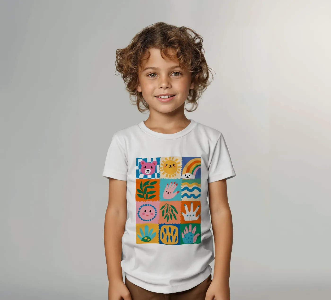 Cute Character Patchwork kids t-shirt by Selene Shade