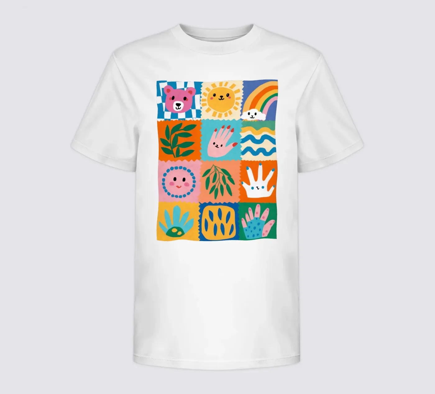 Cute Character Patchwork kinder t-shirt van Selene Shade