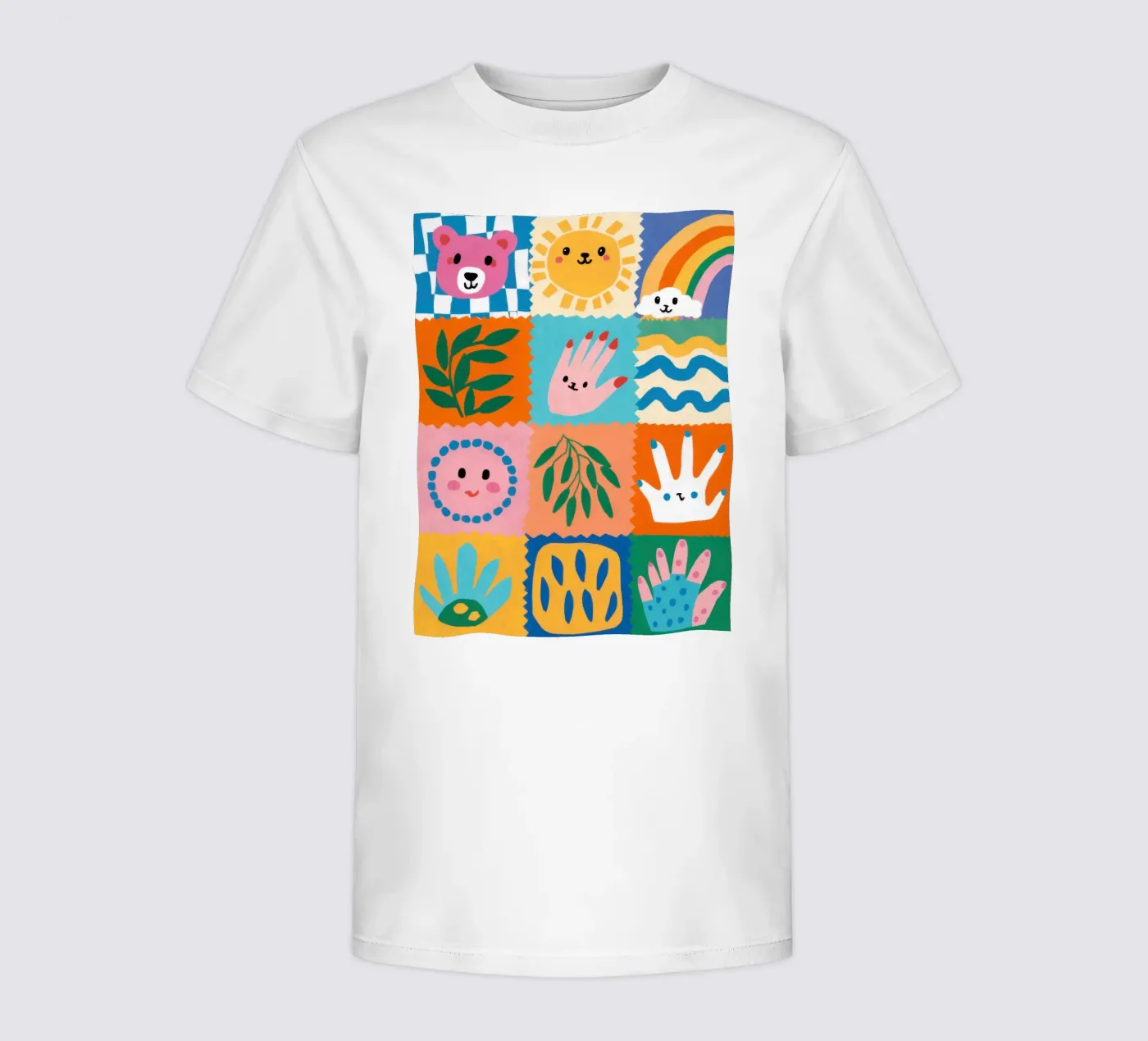 Cute Character Patchwork kids t-shirt by Selene Shade