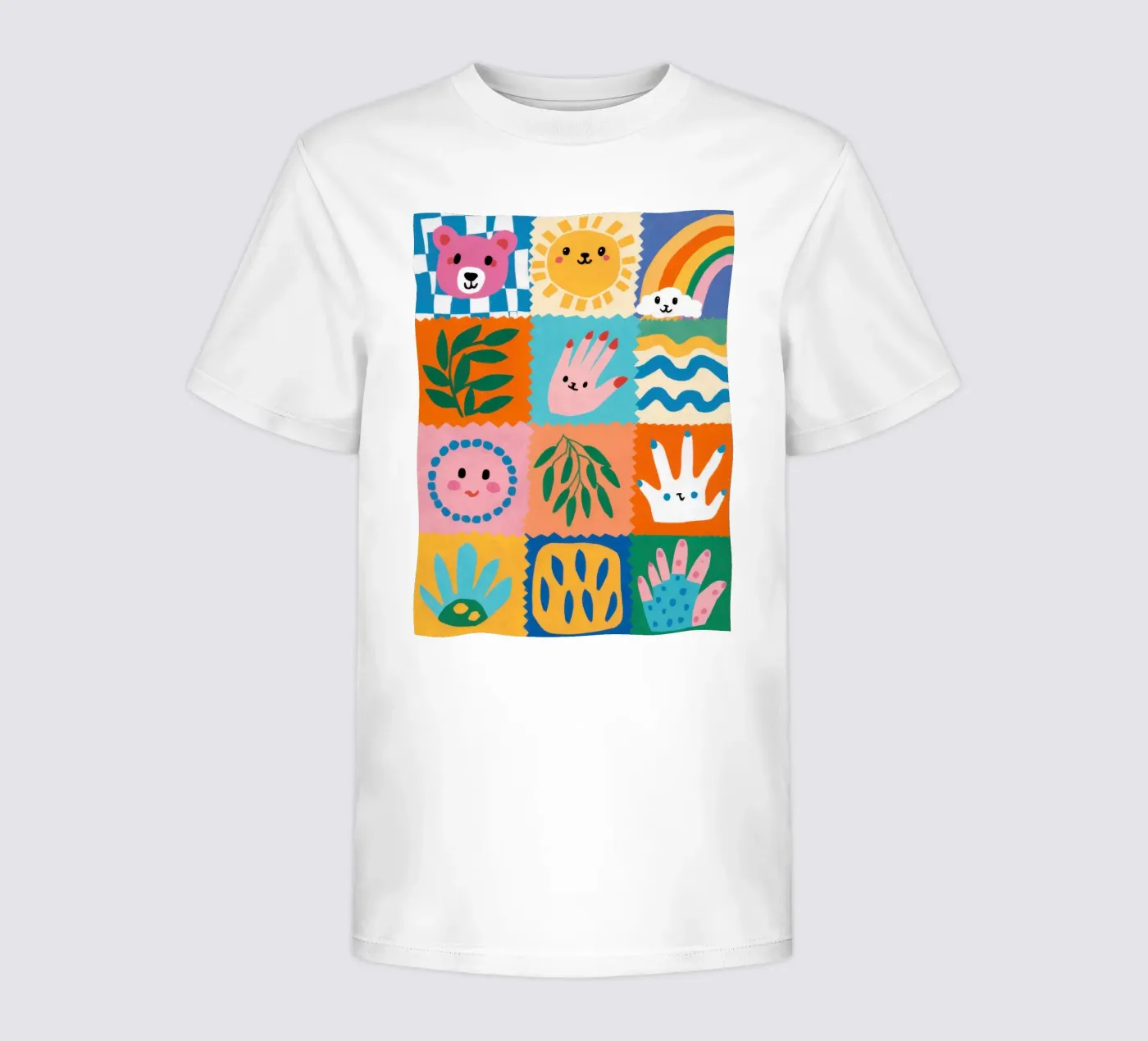 Cute Character Patchwork kids t-shirt by Selene Shade