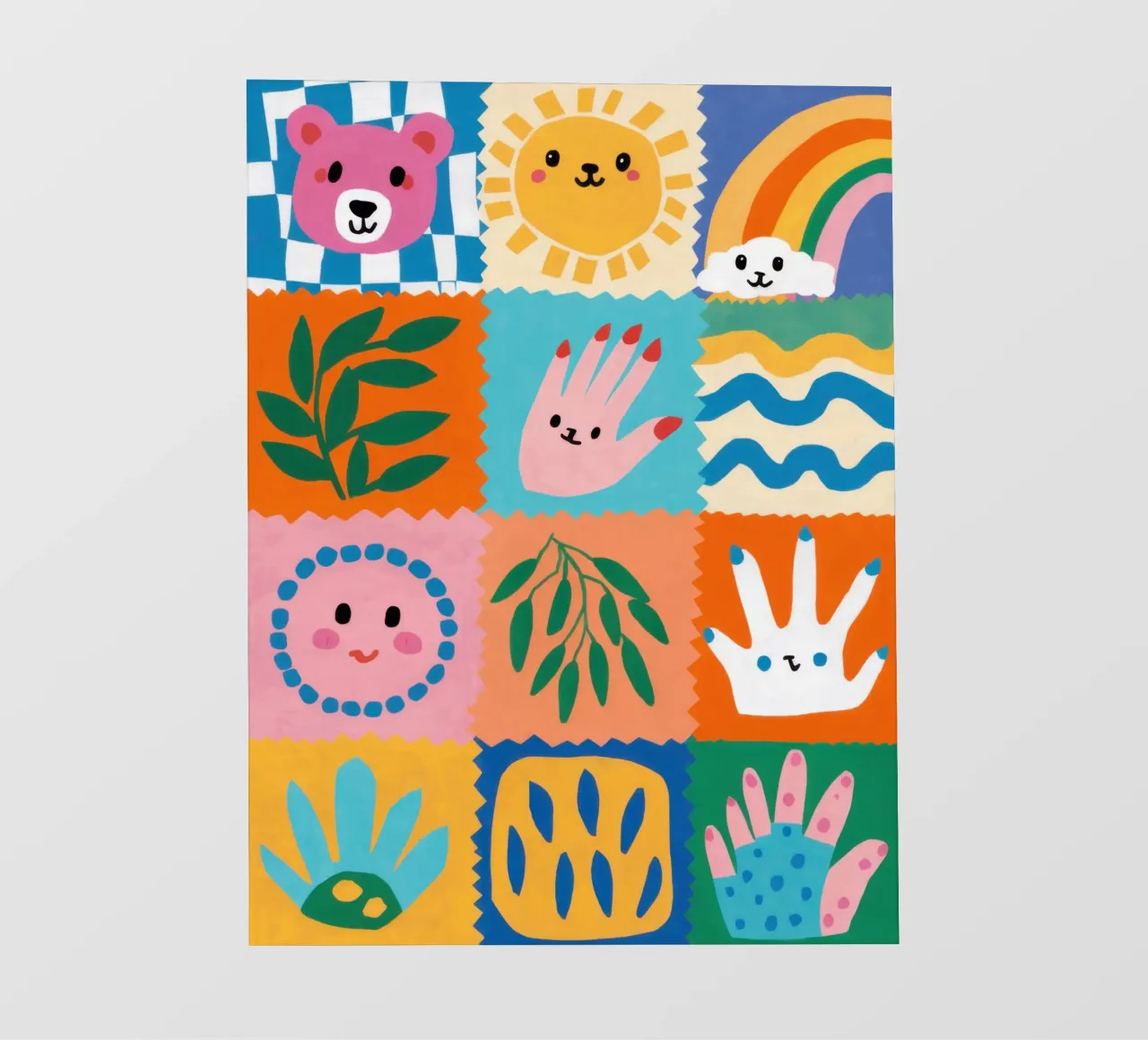 Schattig karakter patchwork fotobehang van Selene Shade