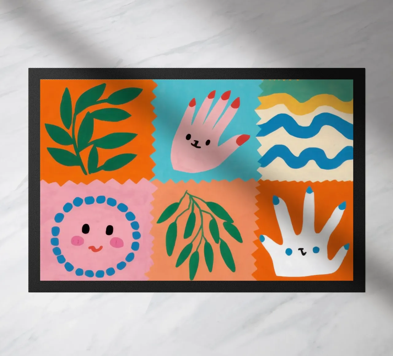 Cute Character Patchwork doormat by Selene Shade