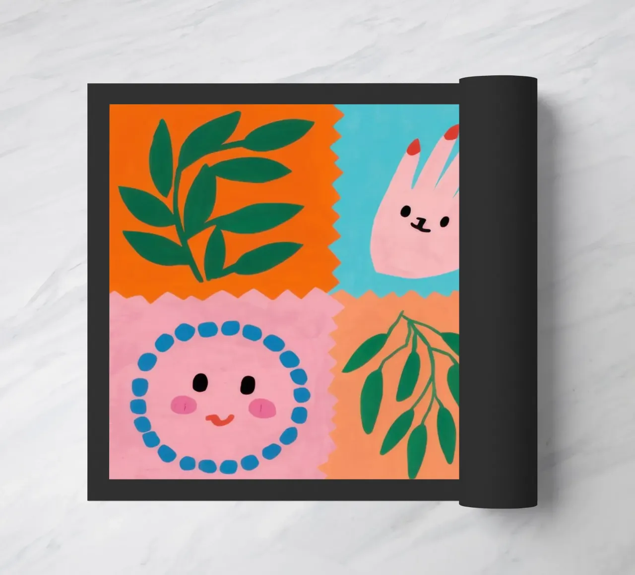 Cute Character Patchwork doormat by Selene Shade