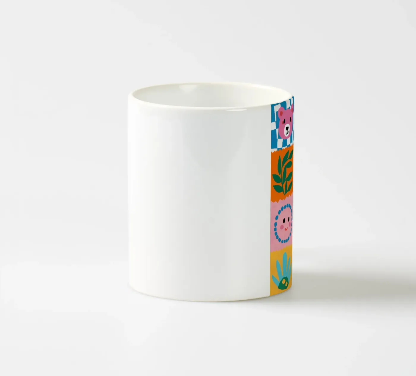 Cute Character Patchwork ceramic mug by Selene Shade