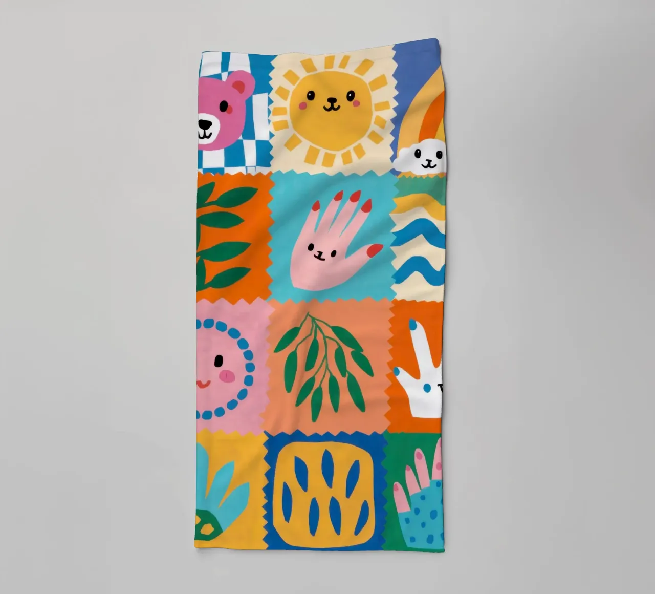 Cute Character Patchwork towel by Selene Shade