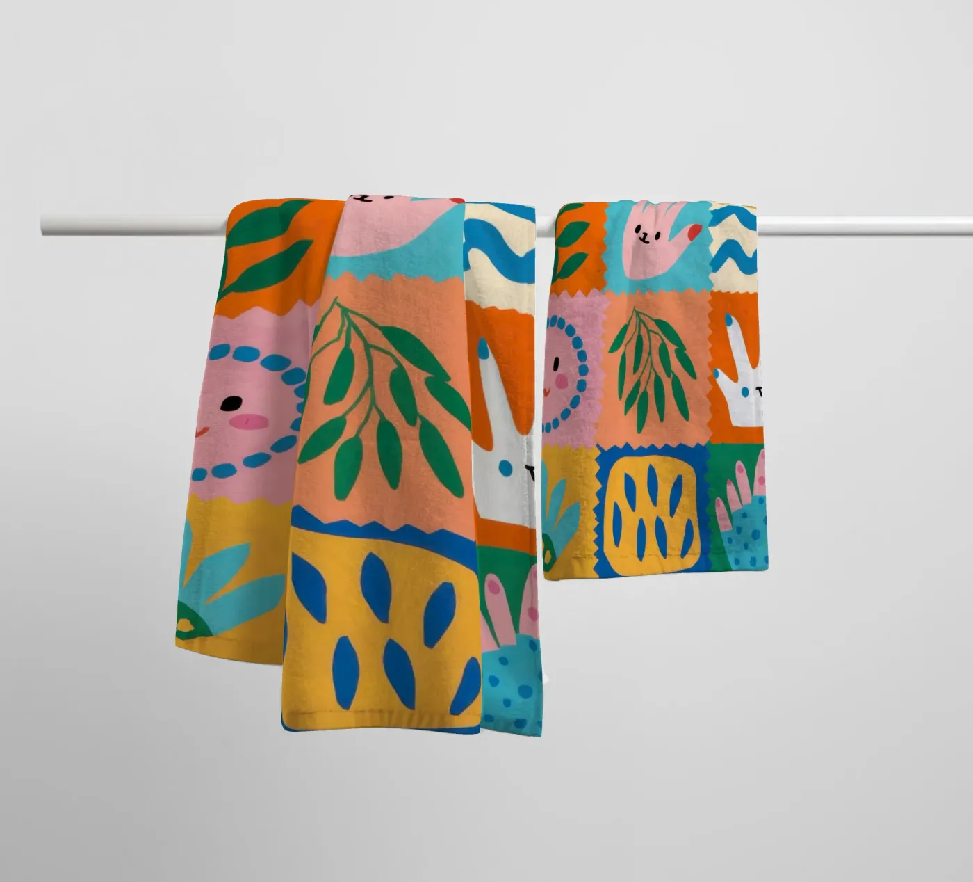 Cute Character Patchwork towel by Selene Shade
