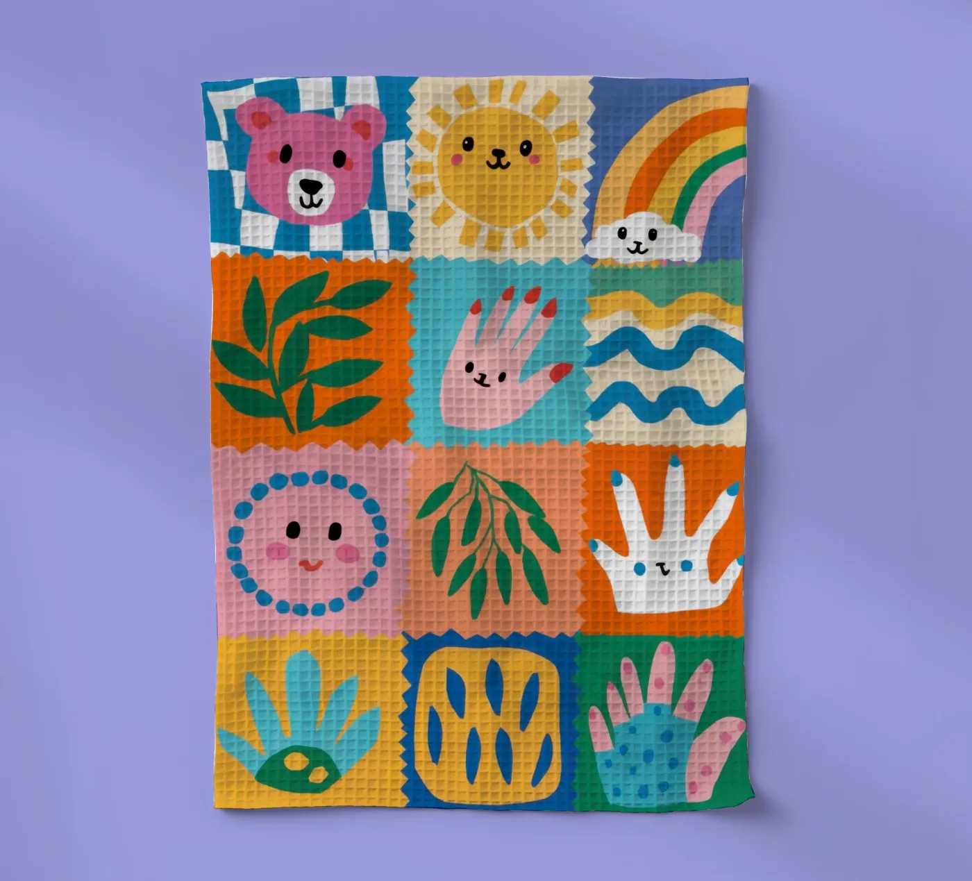 Schattig karakter patchwork theedoek van Selene Shade