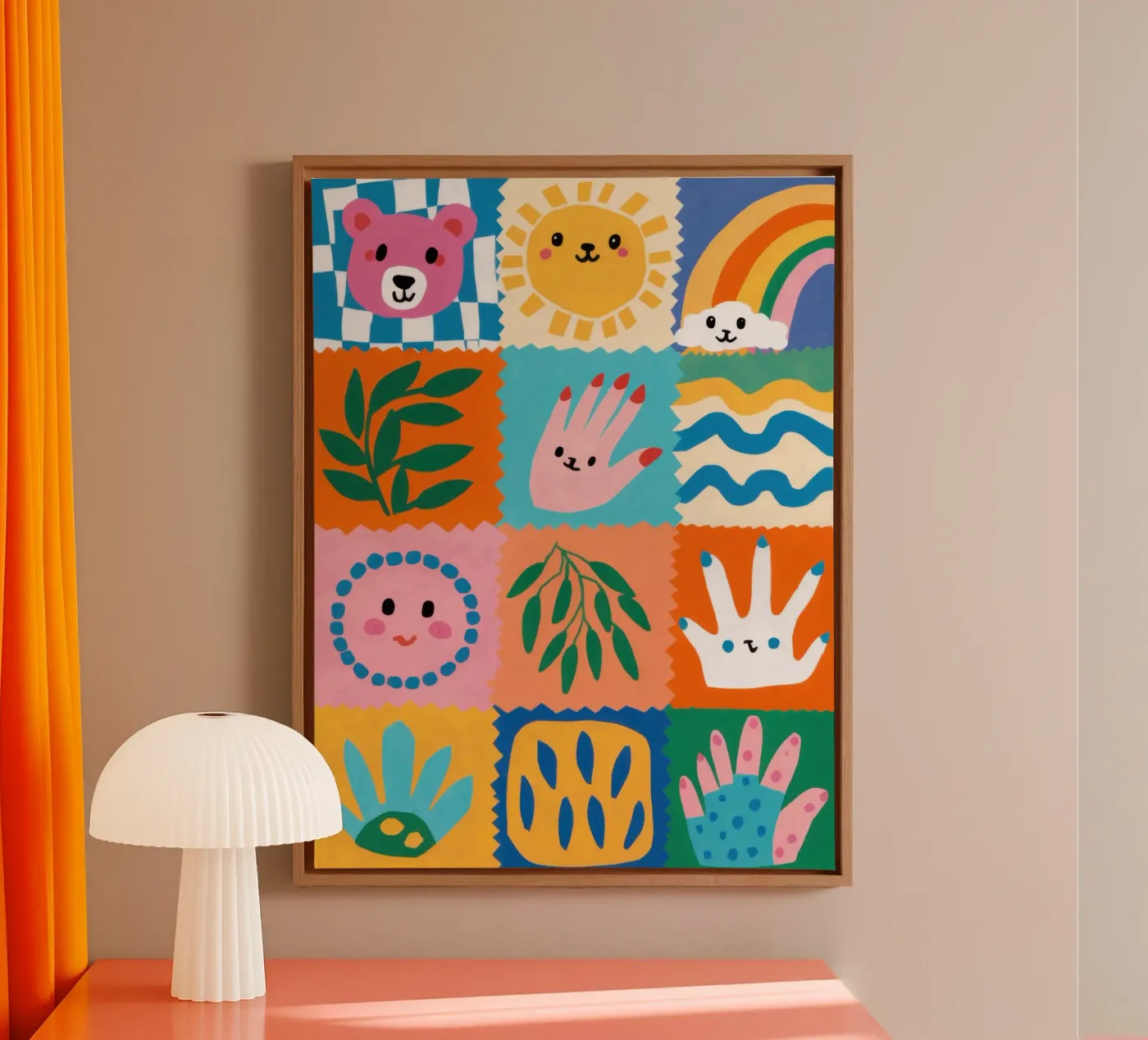 Schattig karakter patchwork canvas van Selene Shade