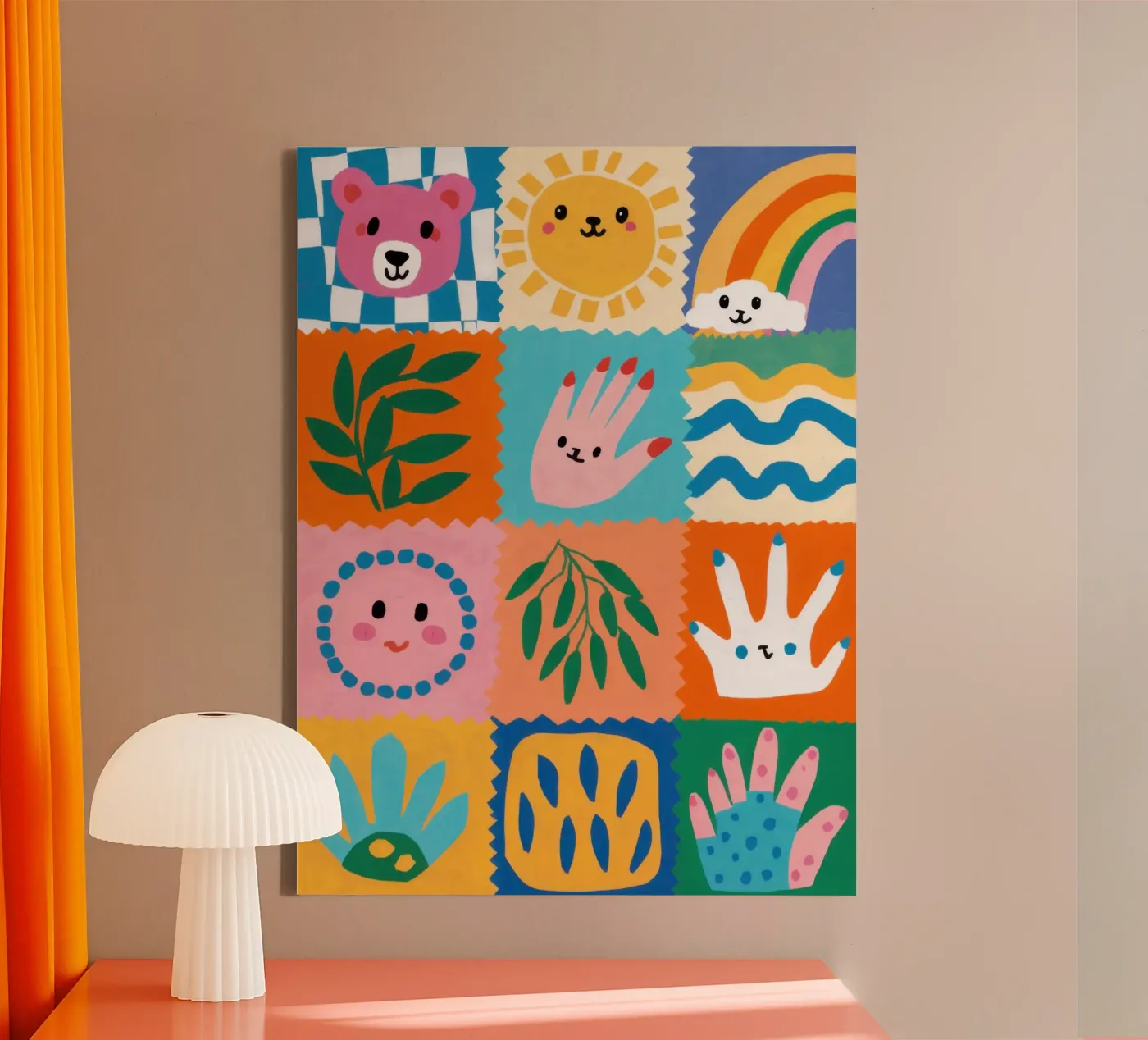 Schattig karakter patchwork canvas van Selene Shade