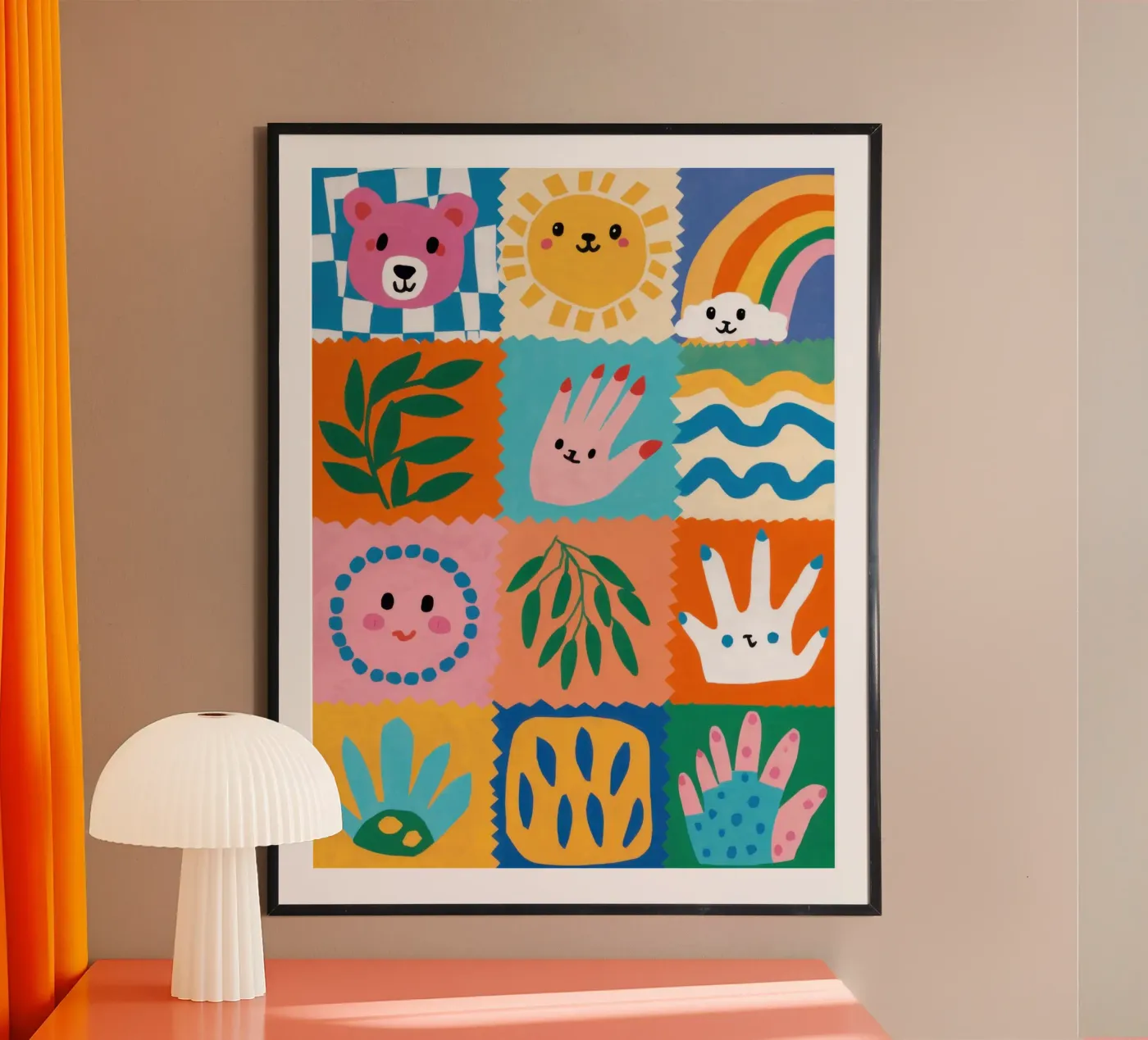 Schattig karakter patchwork poster van Selene Shade