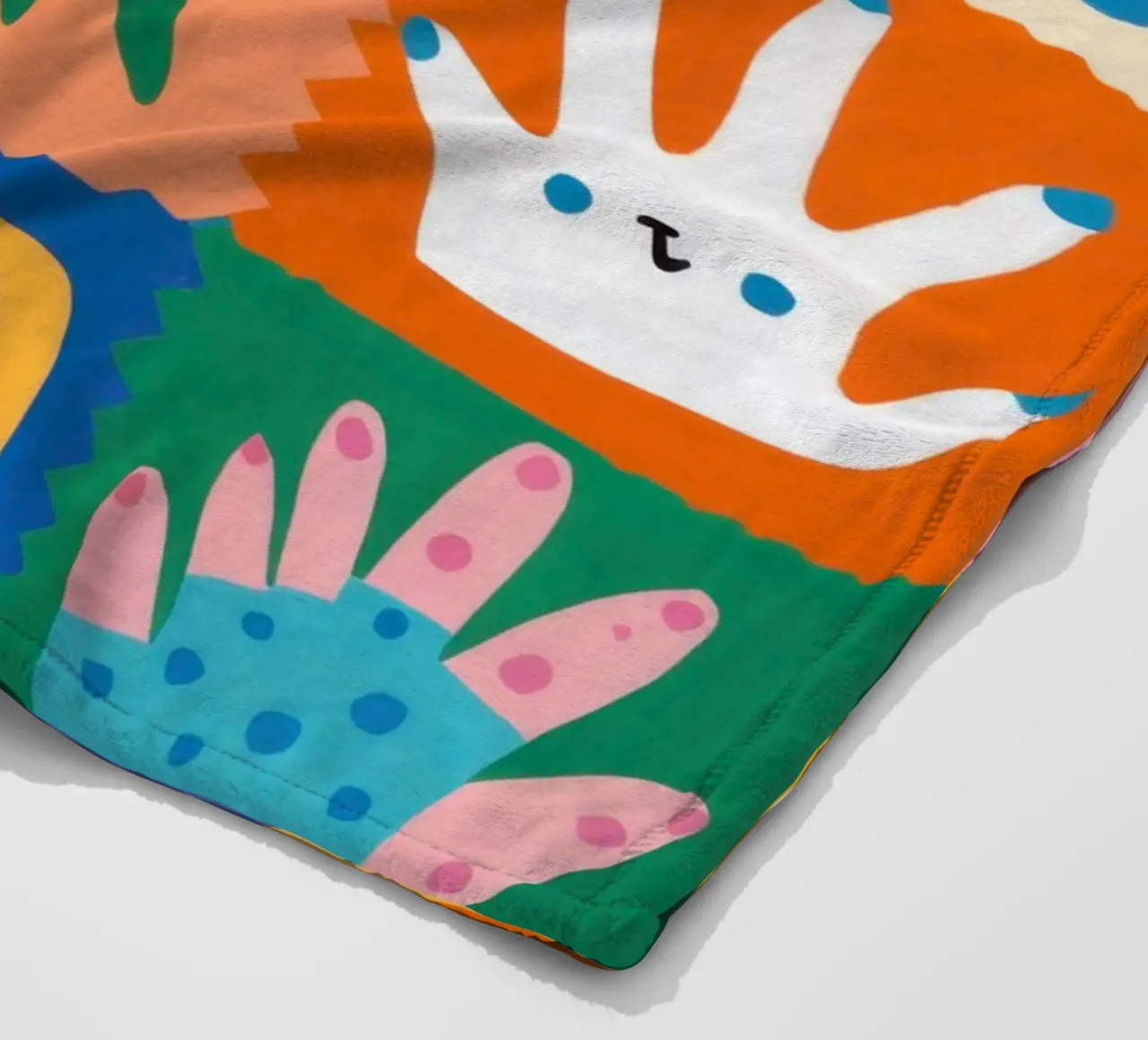 Cute Character Patchwork fleece blanket by Selene Shade