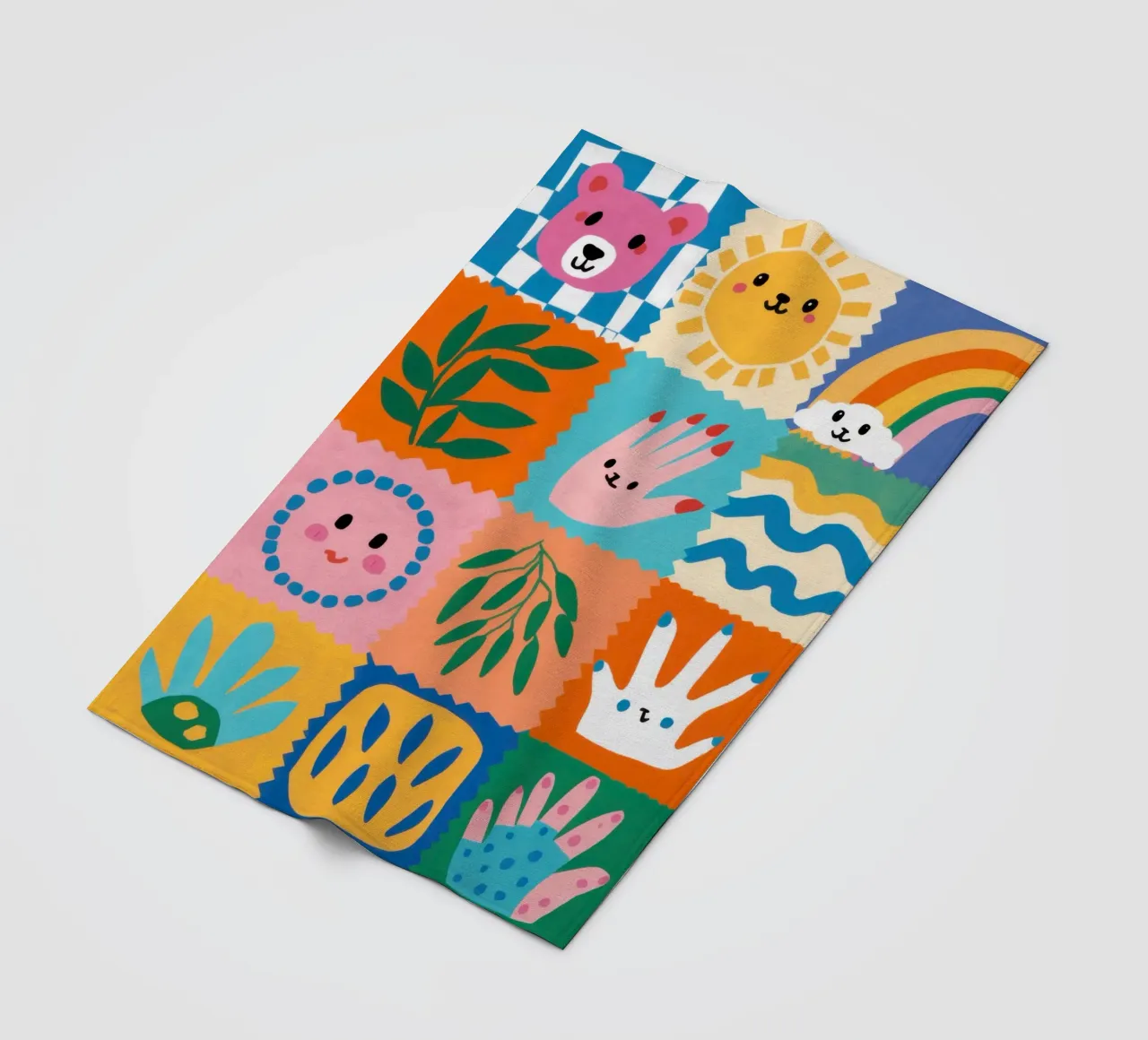 Cute Character Patchwork fleece blanket by Selene Shade