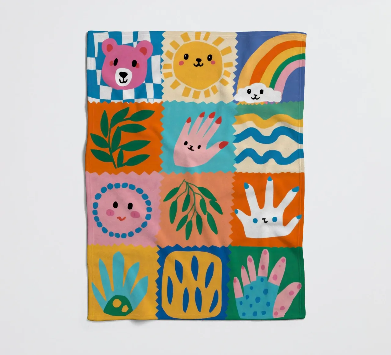 Cute Character Patchwork fleece blanket by Selene Shade