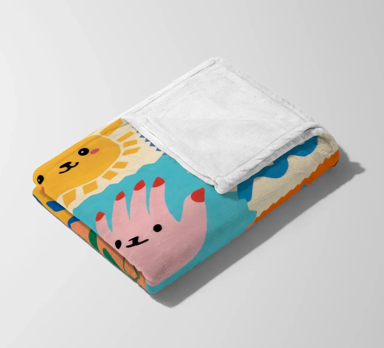 Cute Character Patchwork fleece blanket by Selene Shade