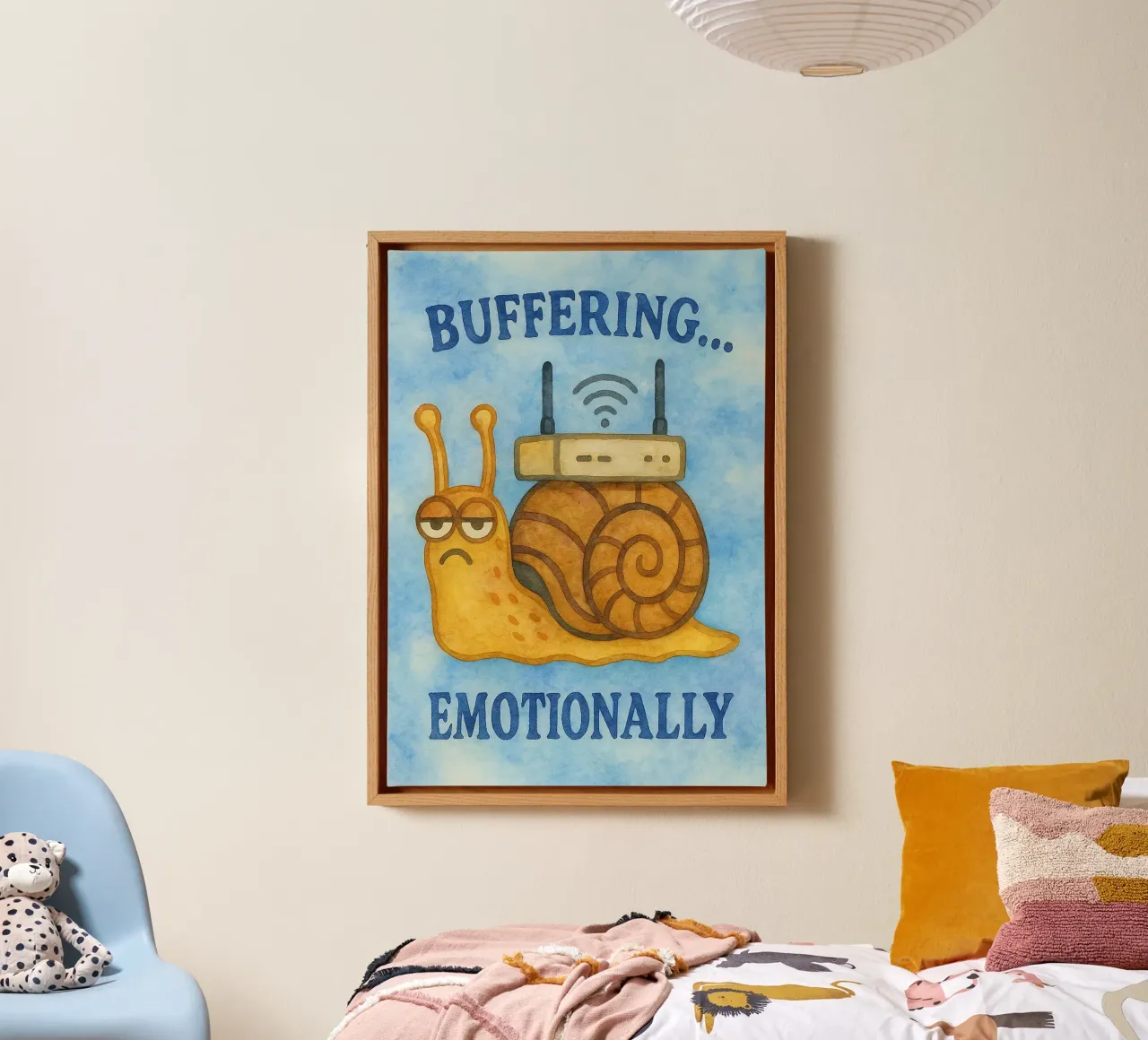 buffering emotionally art drawing canvas with Floater frame by pasadenan