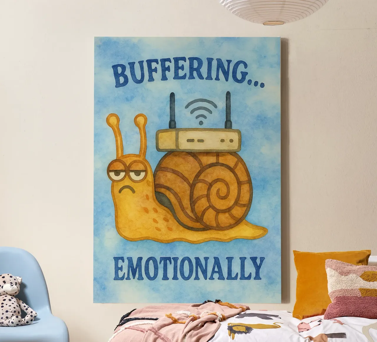 buffering emotionally art drawing canvas with Floater frame by pasadenan