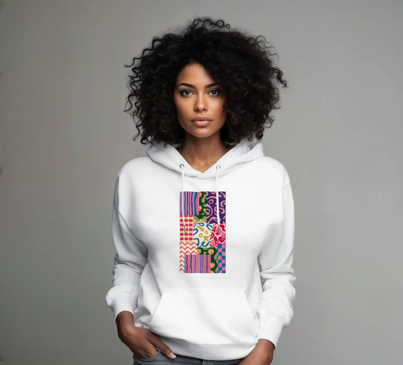 Patchwork Scribble Pattern hoodie by Obs Canvas