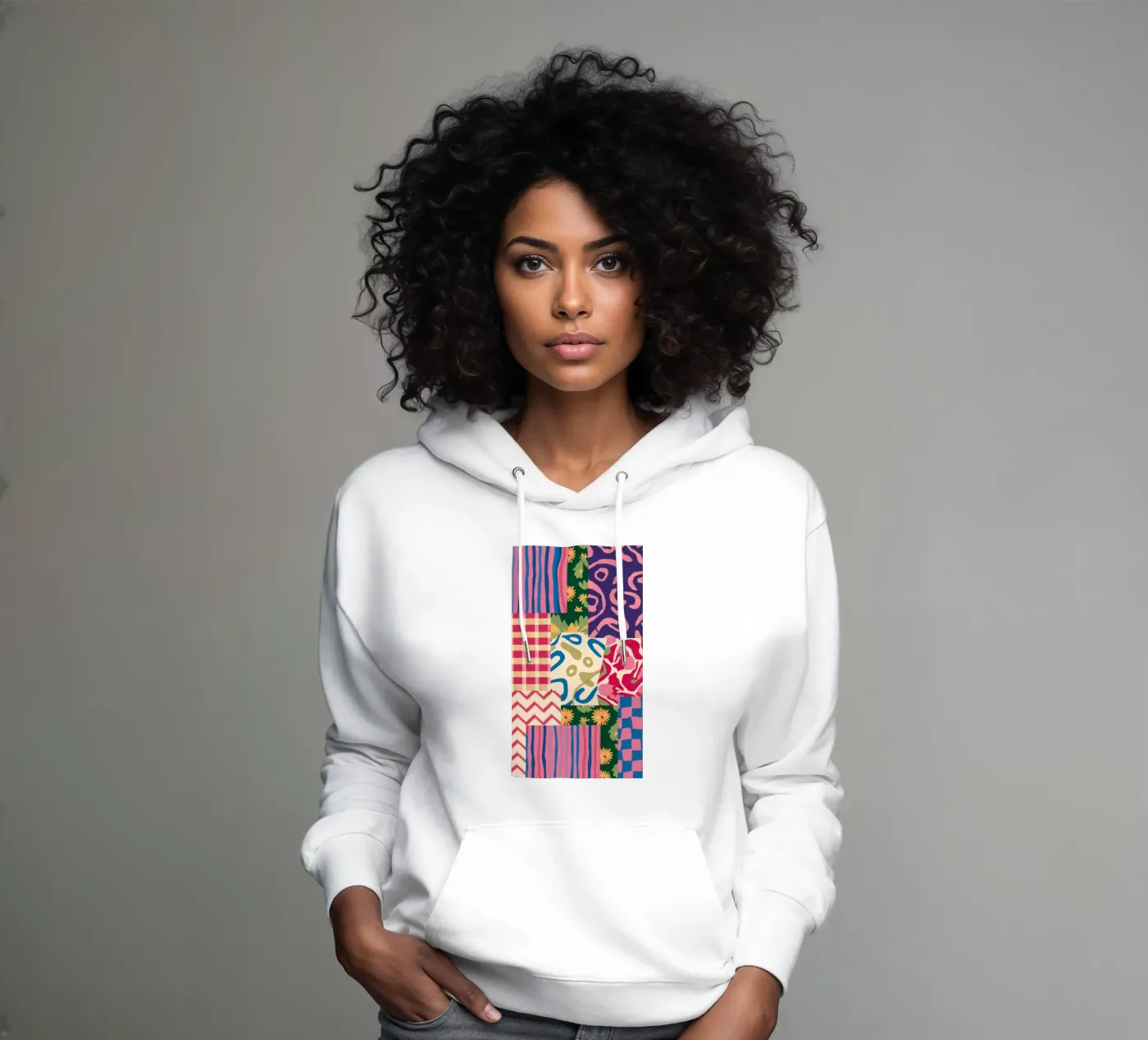 Patchwork Scribble Pattern hoodie by Obs Canvas