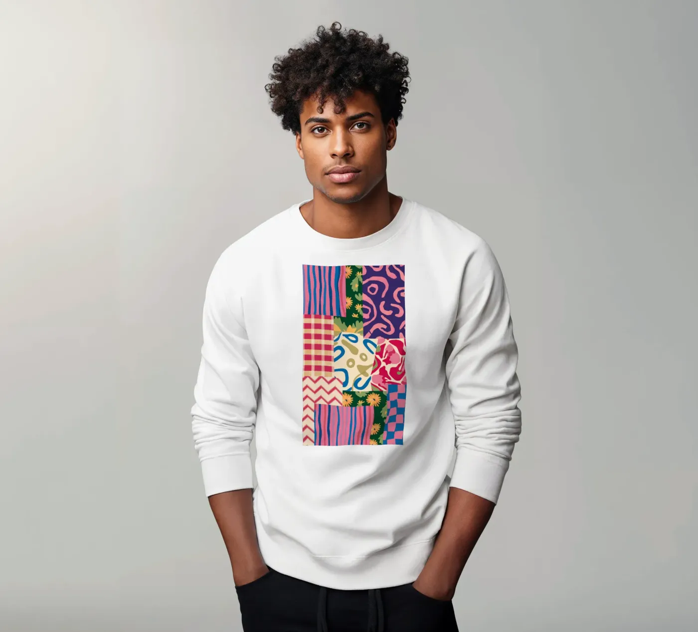 Patchwork Scribble Pattern Sweatshirt von Obs Canvas