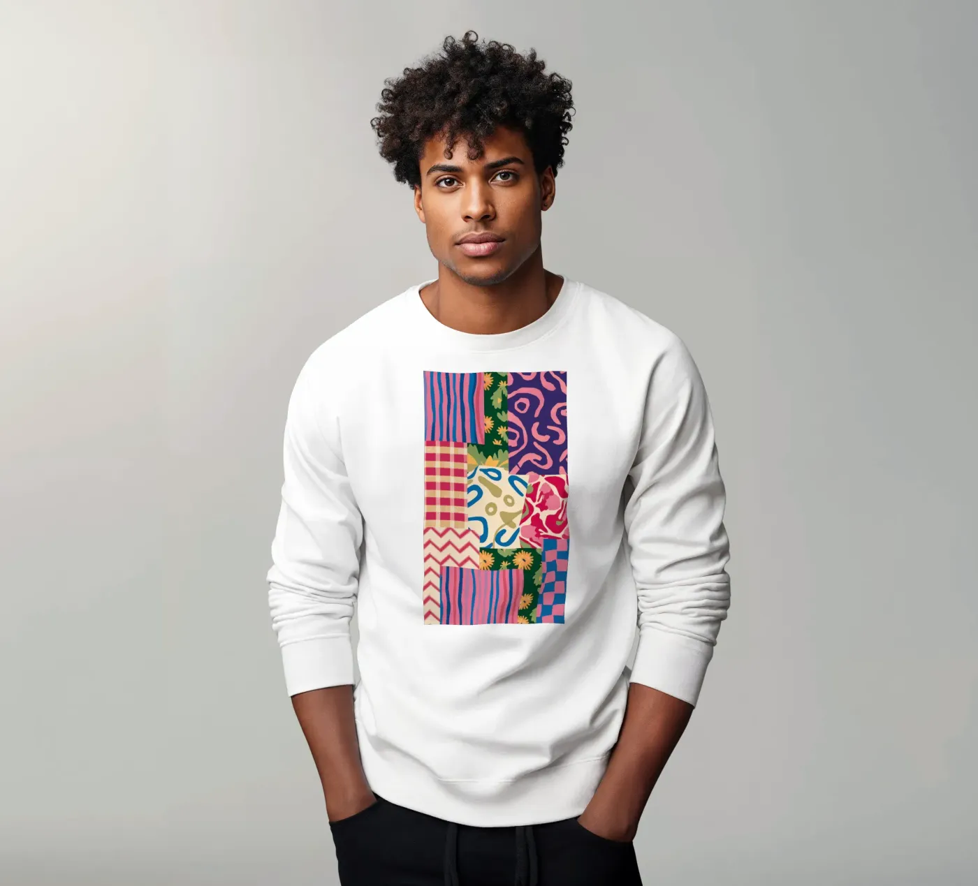 Patchwork krabbelpatroon sweatshirt van Obs Canvas