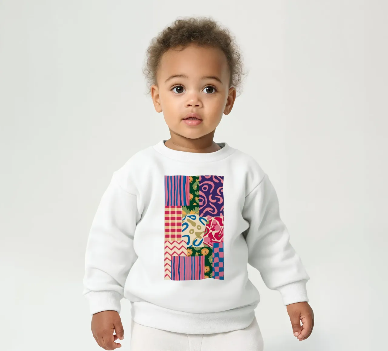 Modello patchwork a scarabocchi felpa neonato da Obs Canvas