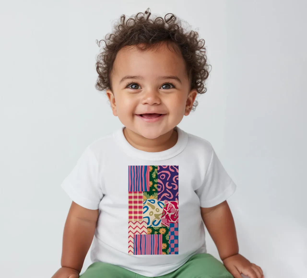 Patchwork Scribble Pattern baby t-shirt by Obs Canvas