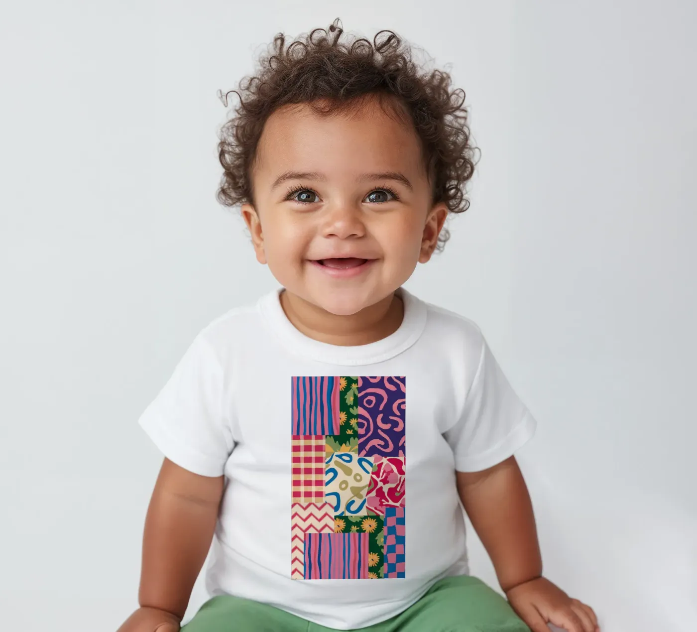Patchwork Scribble Pattern baby t-shirt by Obs Canvas
