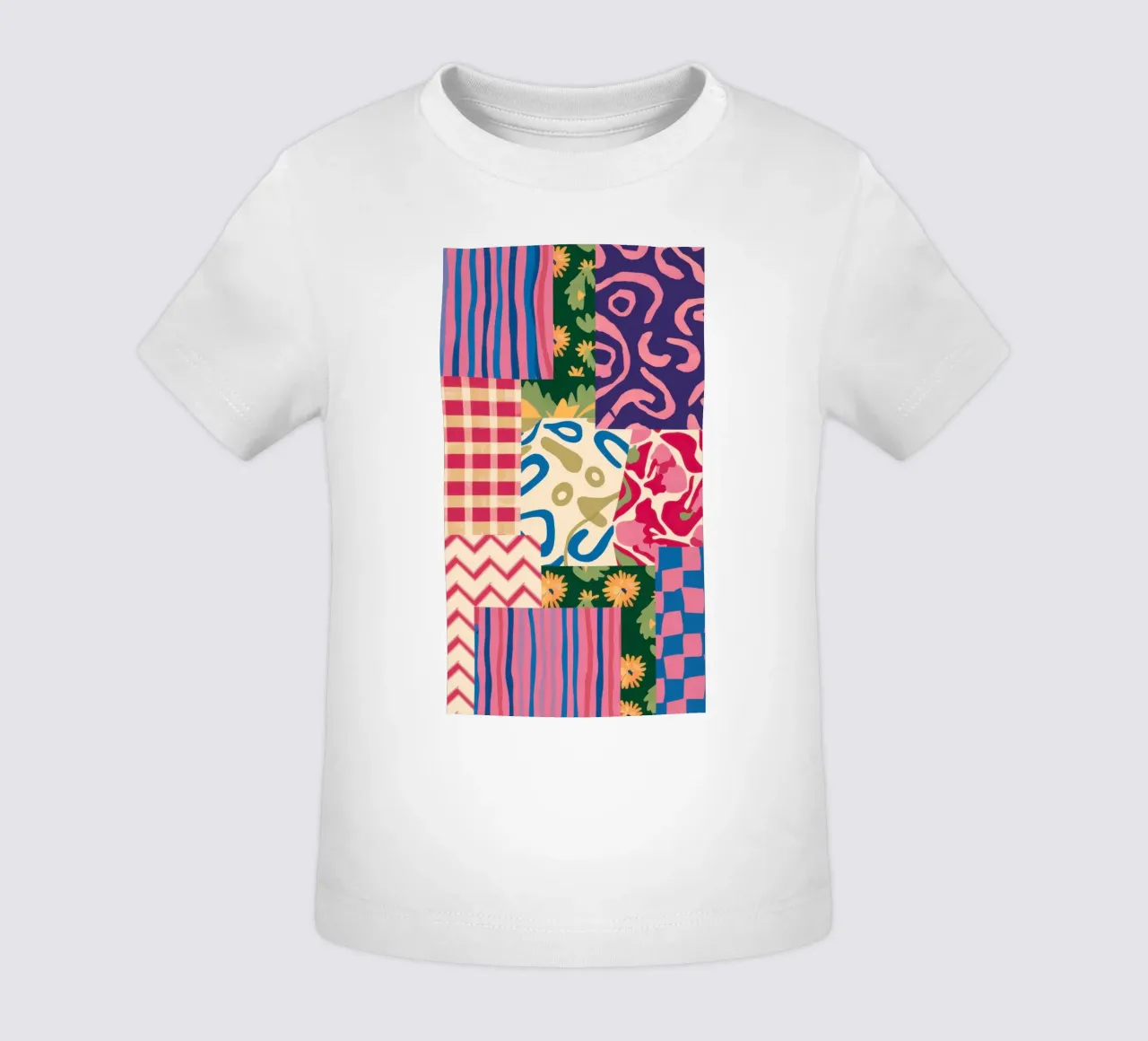 Patchwork Scribble Pattern baby t-shirt by Obs Canvas