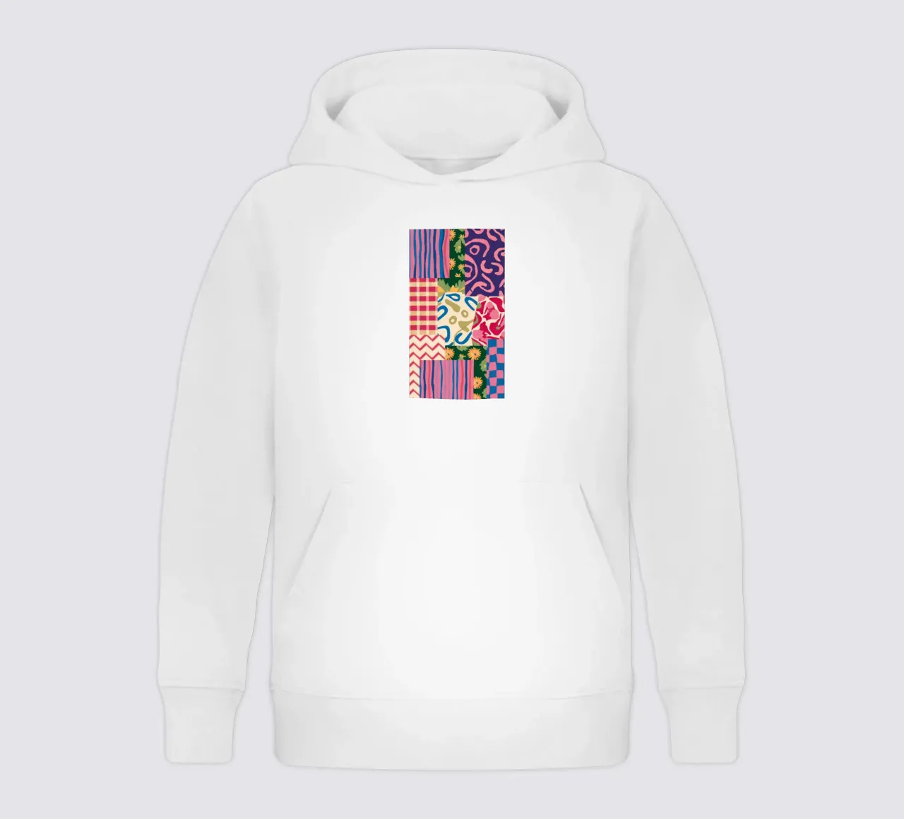 Patchwork Scribble Pattern kids hoodie by Obs Canvas