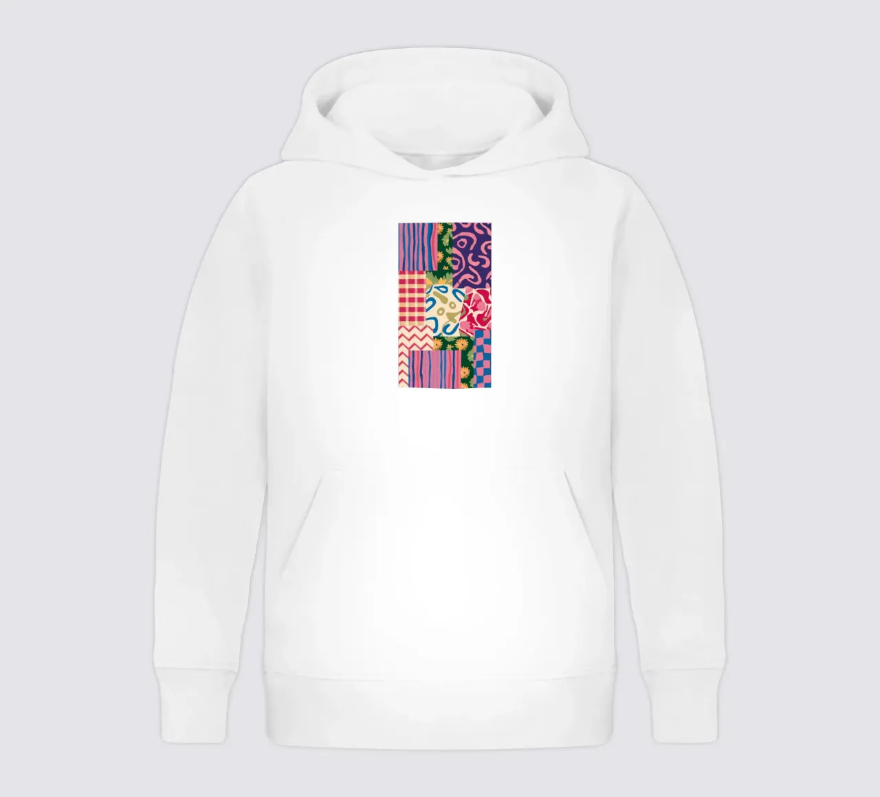 Patchwork Scribble Pattern kids hoodie by Obs Canvas