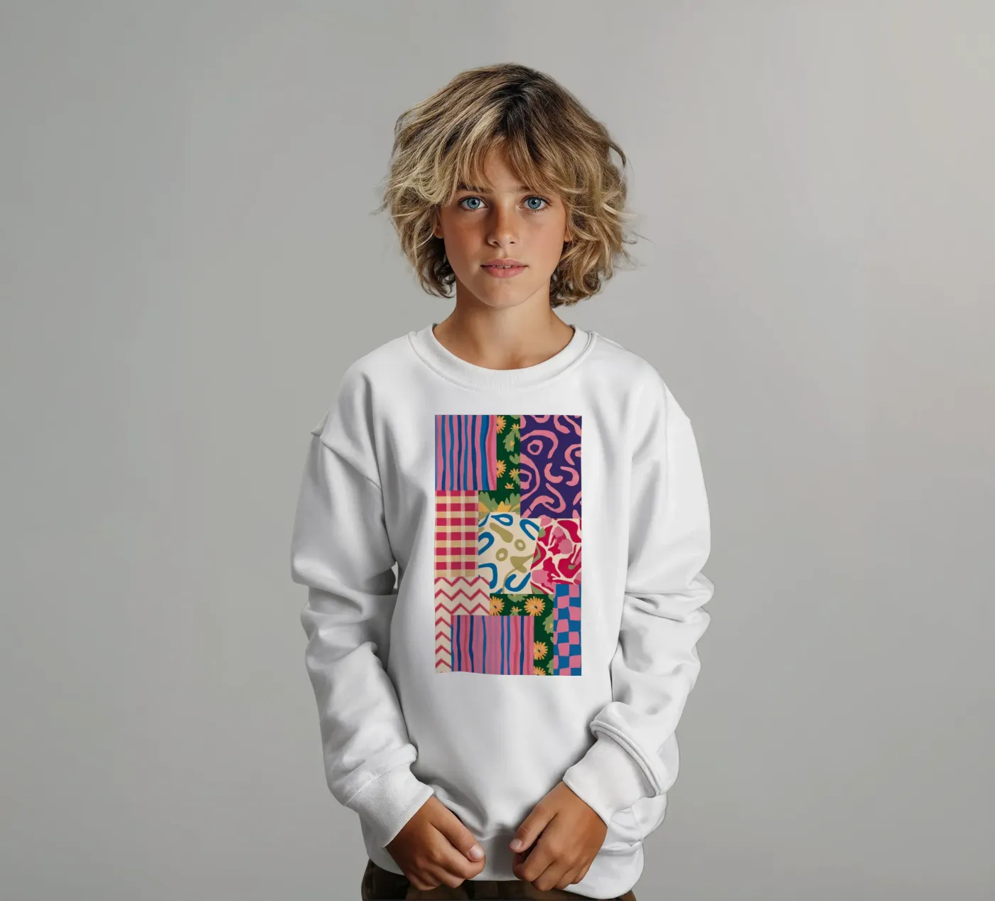 Patchwork Scribble Pattern felpa bambino da Obs Canvas