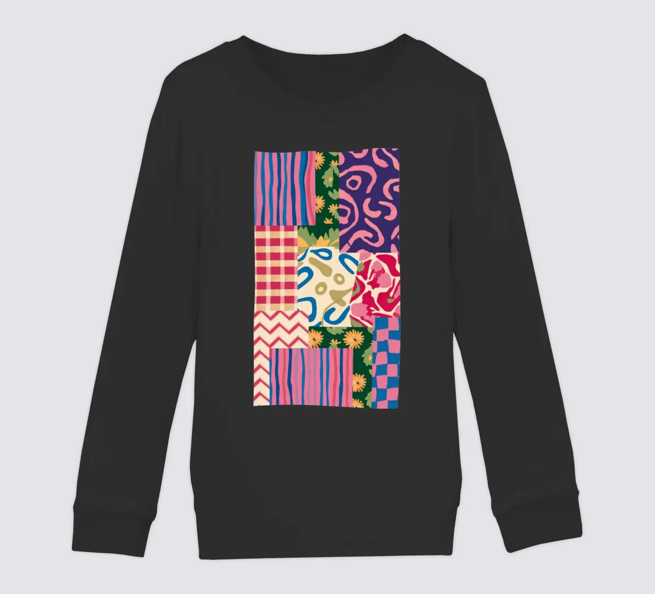 Patchwork Scribble Pattern kids sweatshirt by Obs Canvas