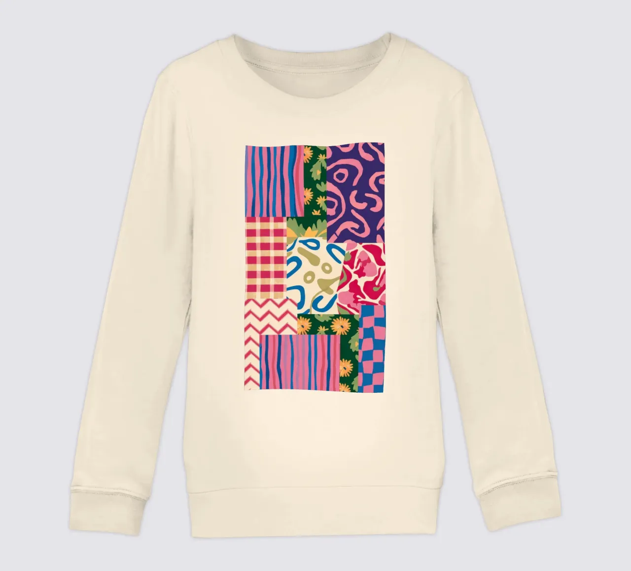 Patchwork-Kritzel-Muster Kinder Sweatshirt von Obs Canvas