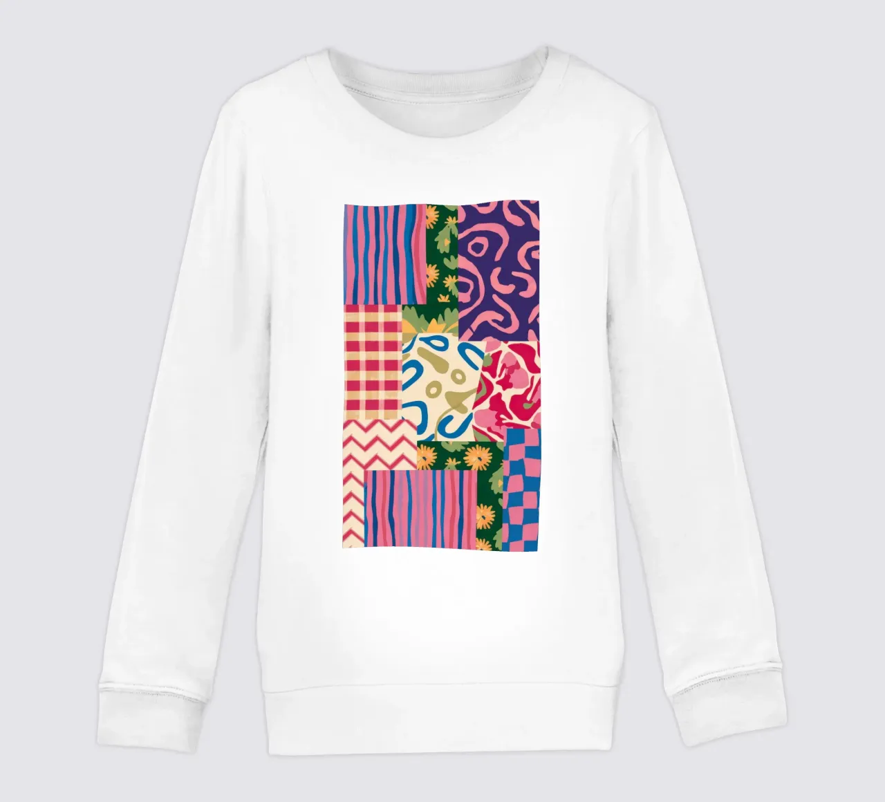 Patchwork Scribble Pattern kids sweatshirt by Obs Canvas