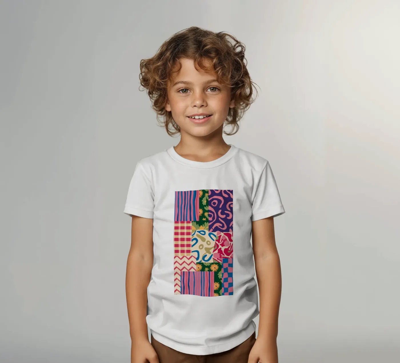 Patchwork Scribble Pattern kids t-shirt by Obs Canvas