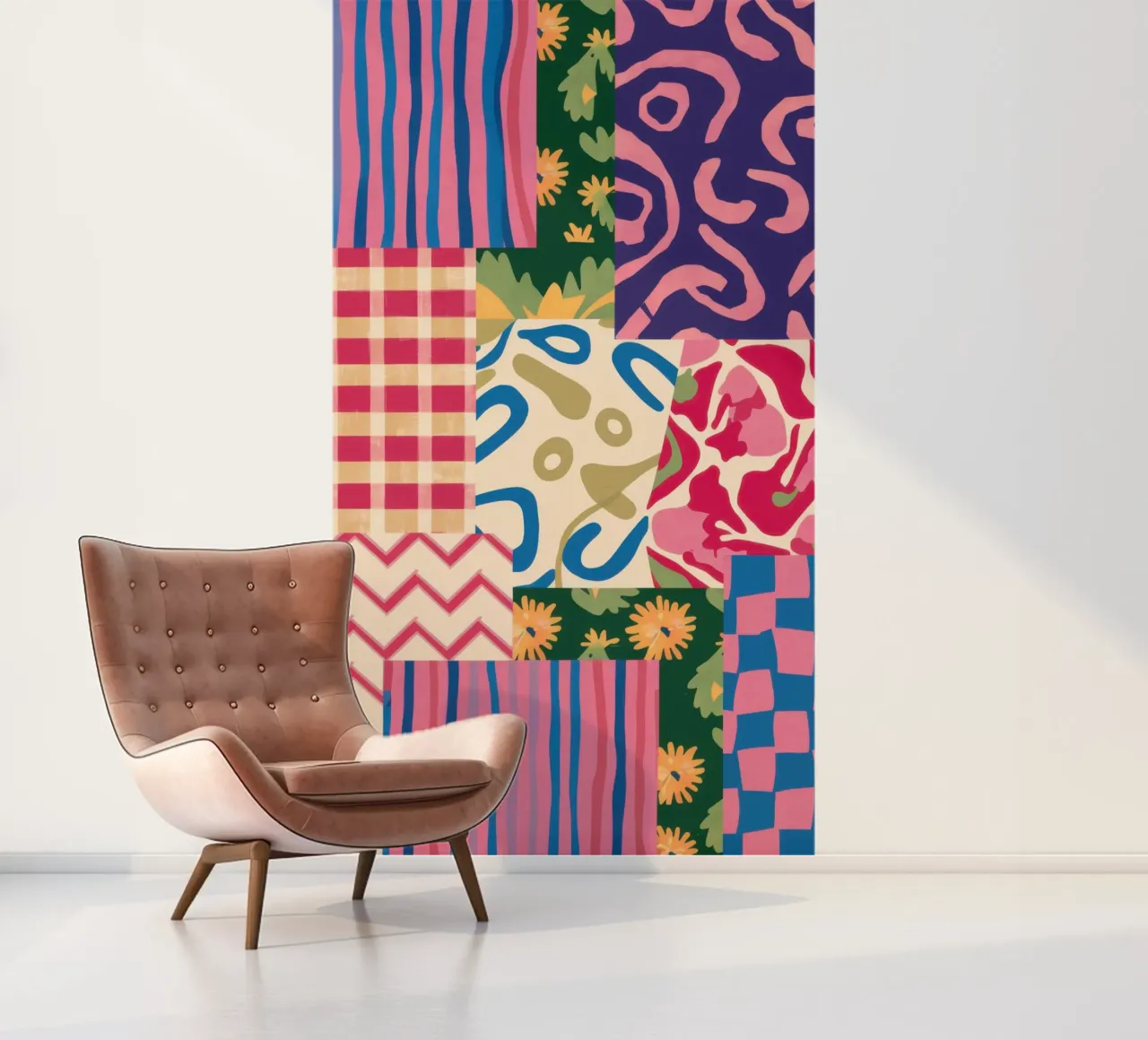 Patchwork Scribble Pattern photo wallpaper by Obs Canvas