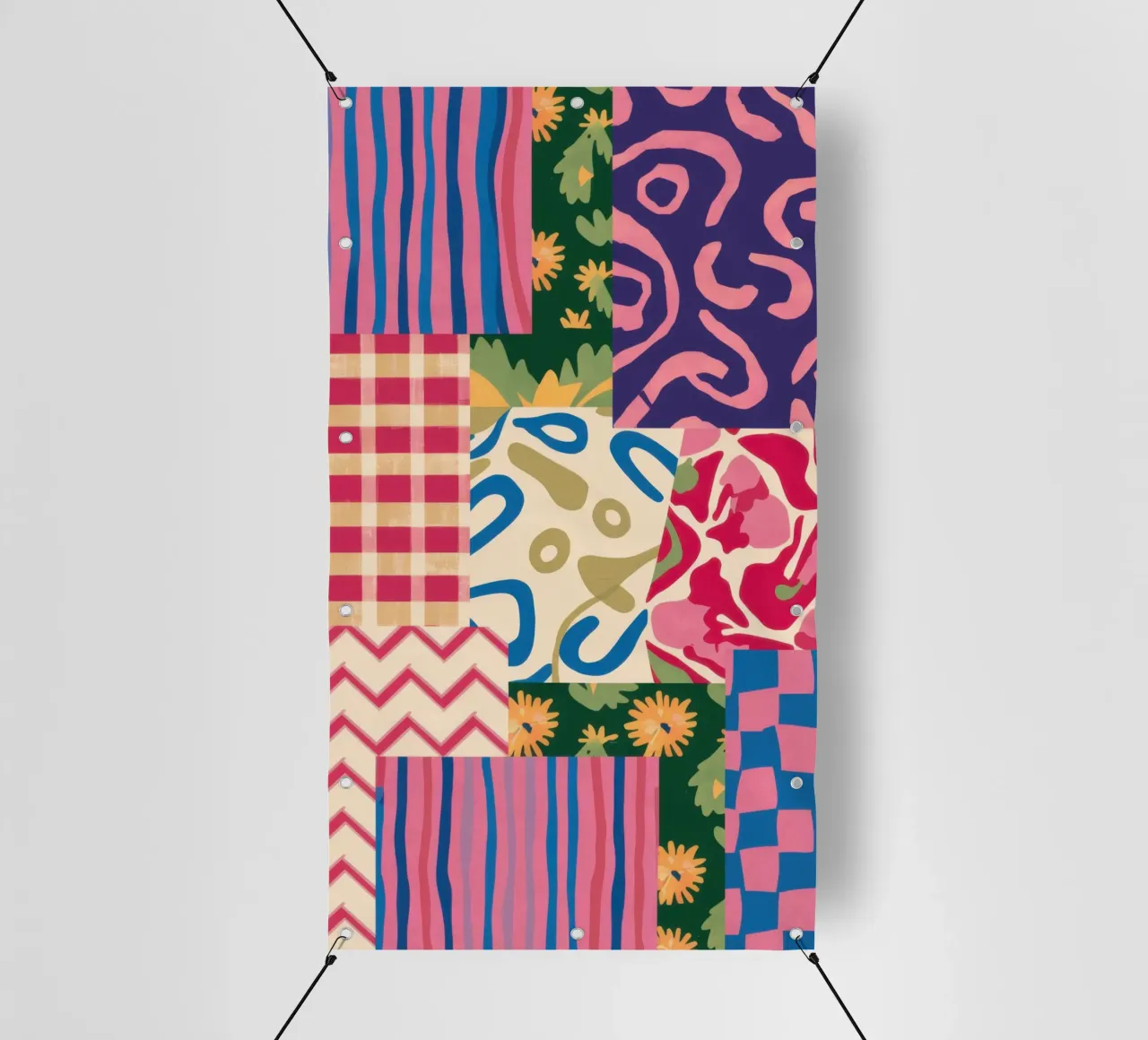 Modello patchwork a scarabocchi telo in pvc da Obs Canvas