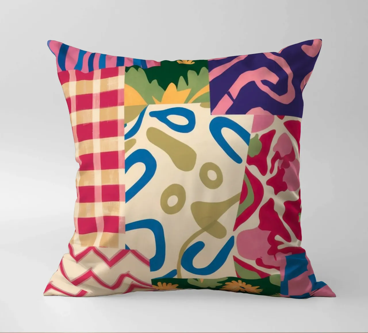 Patchwork Scribble Pattern decorative cushion by Obs Canvas