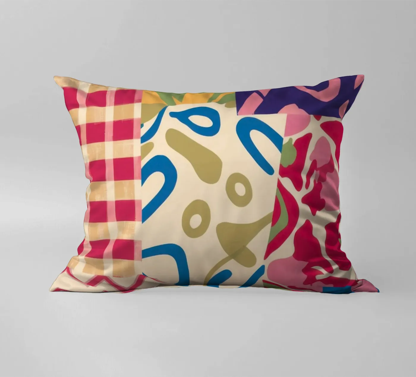 Patchwork Scribble Pattern Kissen von Obs Canvas