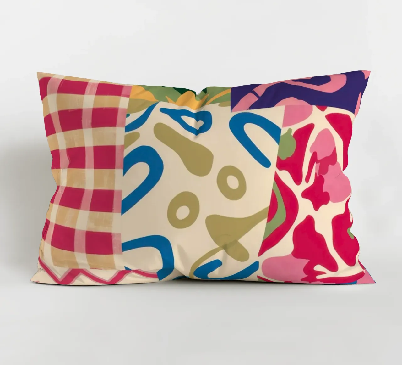 Patchwork Scribble Pattern decorative cushion by Obs Canvas