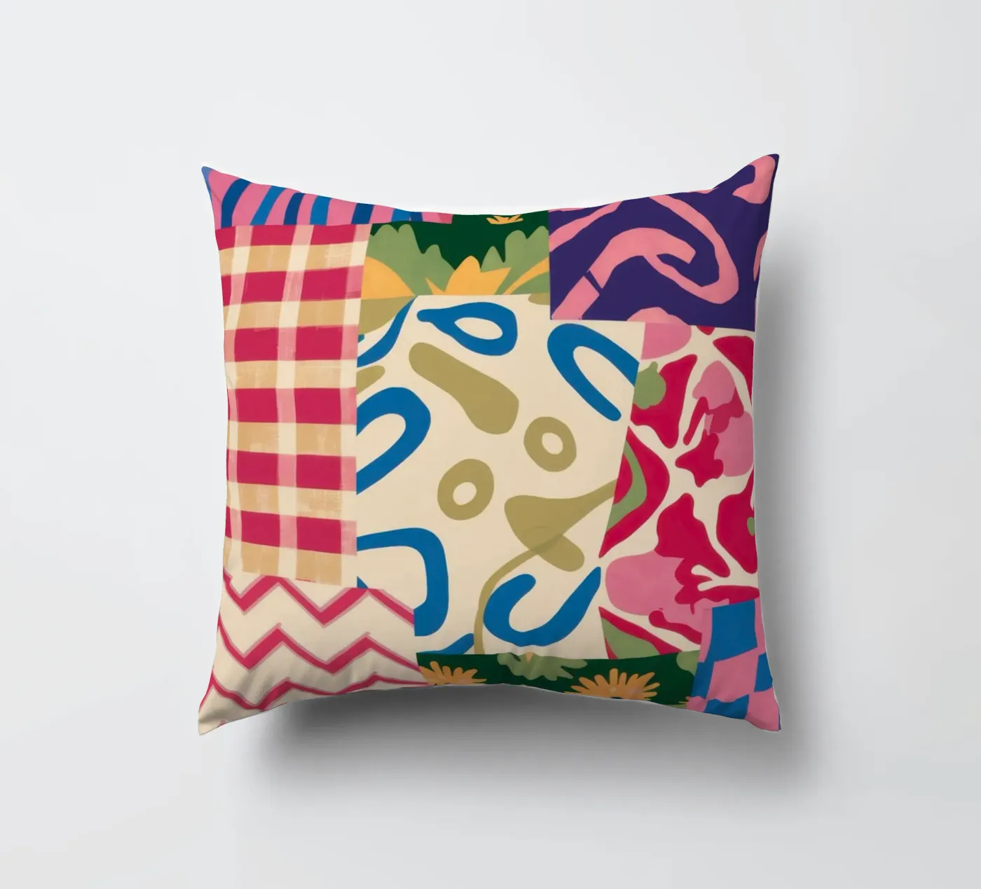 Patchwork Scribble Pattern Kissen von Obs Canvas