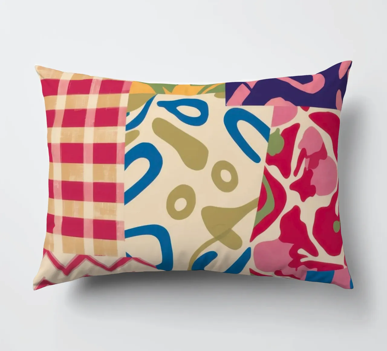 Patchwork Scribble Pattern decorative cushion by Obs Canvas
