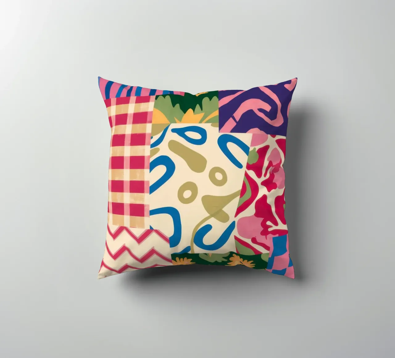 Patchwork Scribble Pattern decorative cushion by Obs Canvas