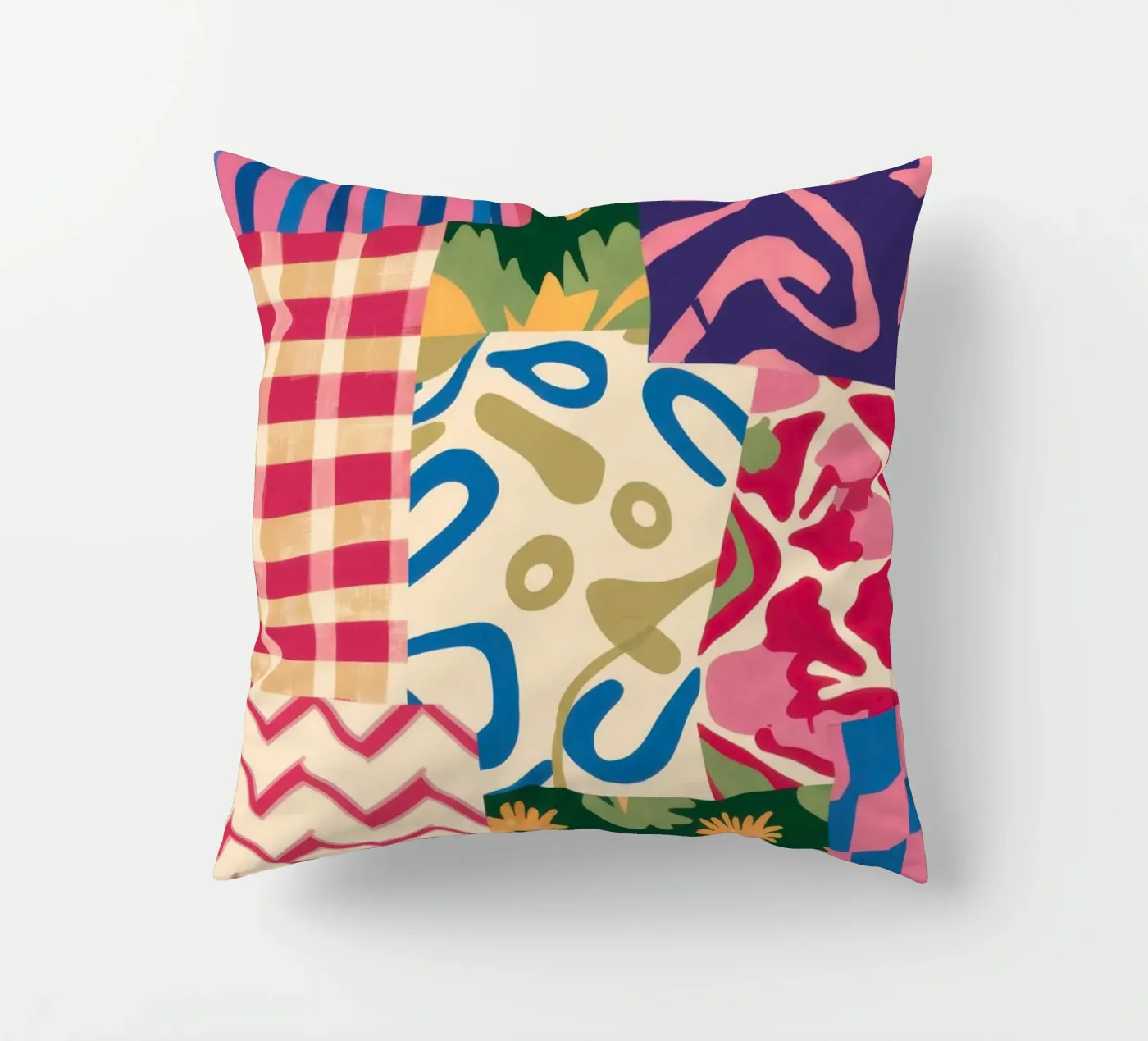 Patchwork Scribble Pattern Kissen von Obs Canvas